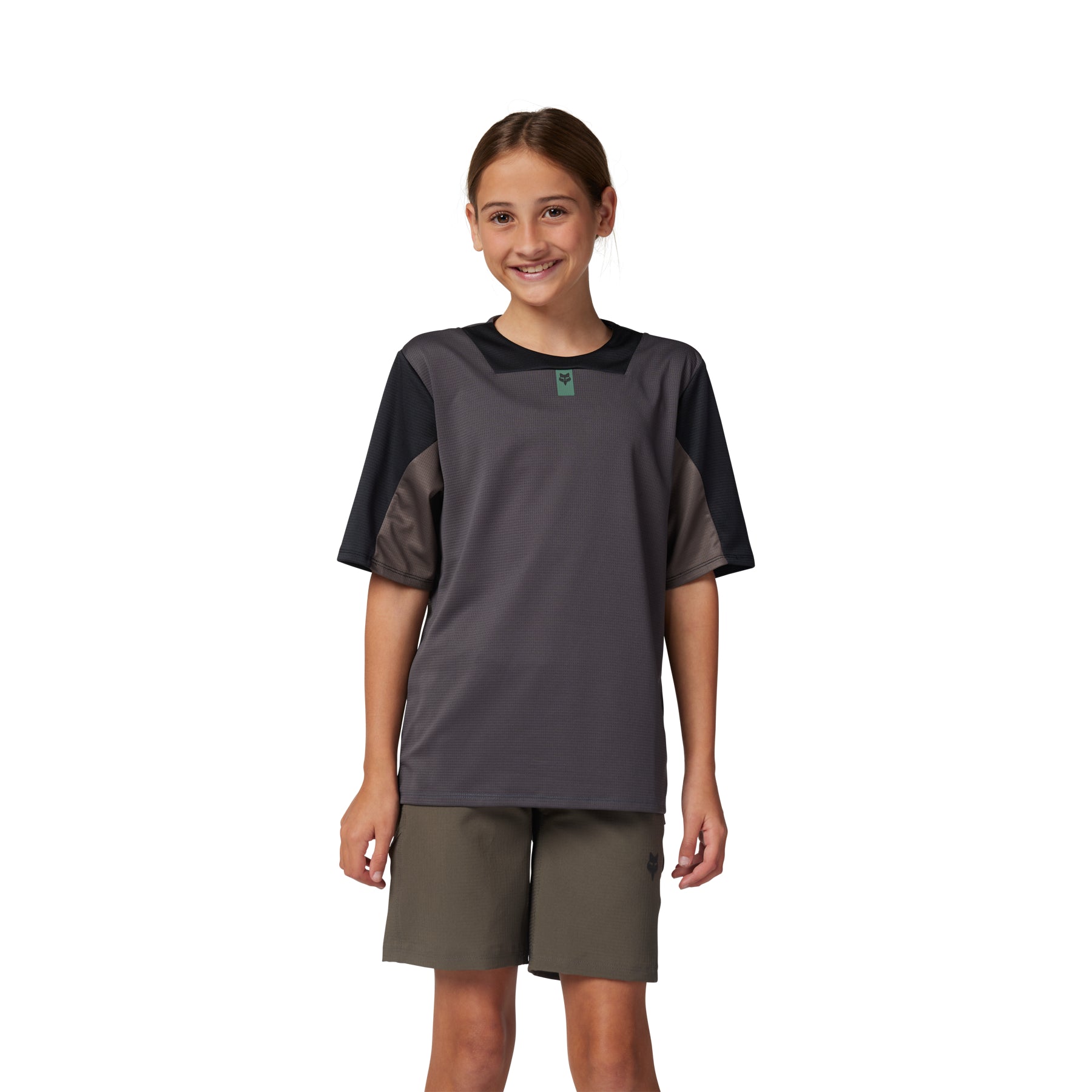 Fox Defend Youth Short Sleeve Jersey - Youth L - Graphite - Image 1