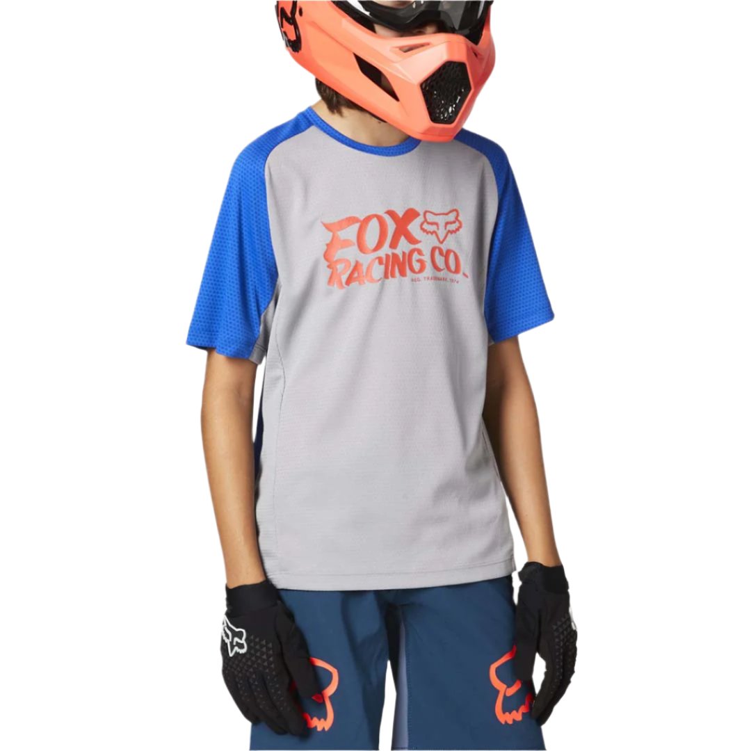 Fox Defend Youth Short Sleeve Jersey - Youth L - Steel Grey - 2021 - Image 1