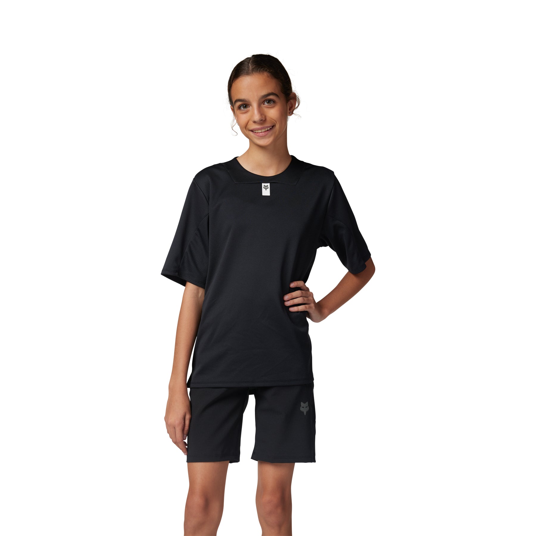 Fox Defend Youth Short Sleeve Jersey - Youth M - Black - Image 1