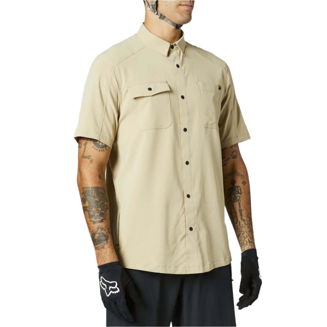 Fox Flexair Woven Short Sleeve Jersey - S - Tan - 2021 - Image 1