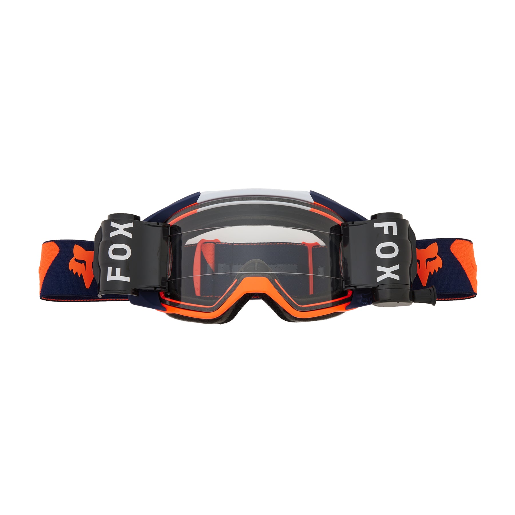 Fox Vue Roll Off Goggles - One Size Fits Most - Navy - Orange - Clear Lens - Image 1