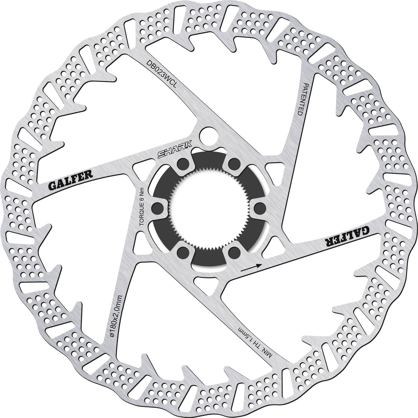 Galfer Shark Centrelock Disc Brake Rotor - 223mm - Centrelock - 2.0mm - Image 2
