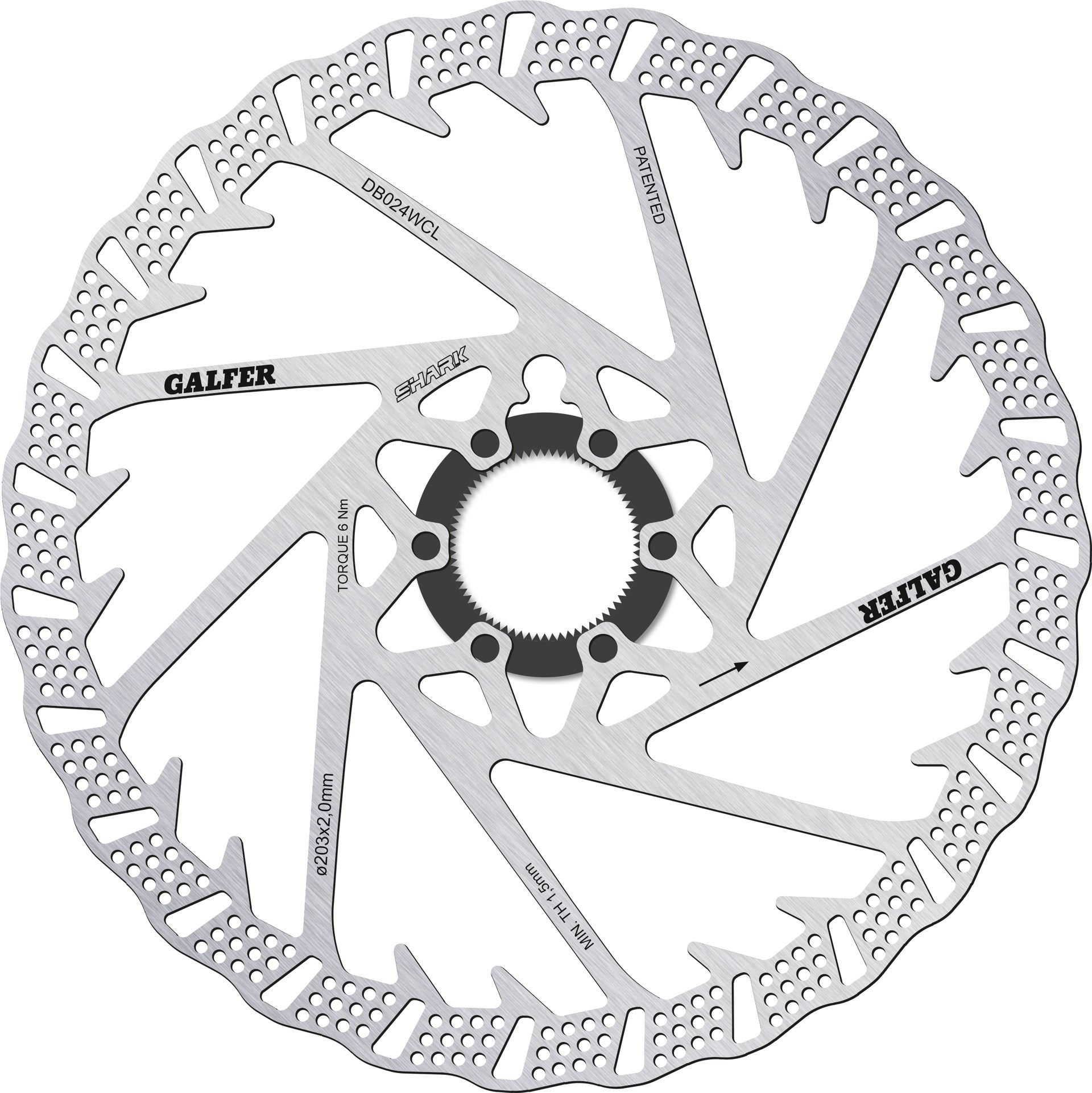 Galfer Shark Centrelock Disc Brake Rotor - 223mm - Centrelock - 2.0mm - Image 3