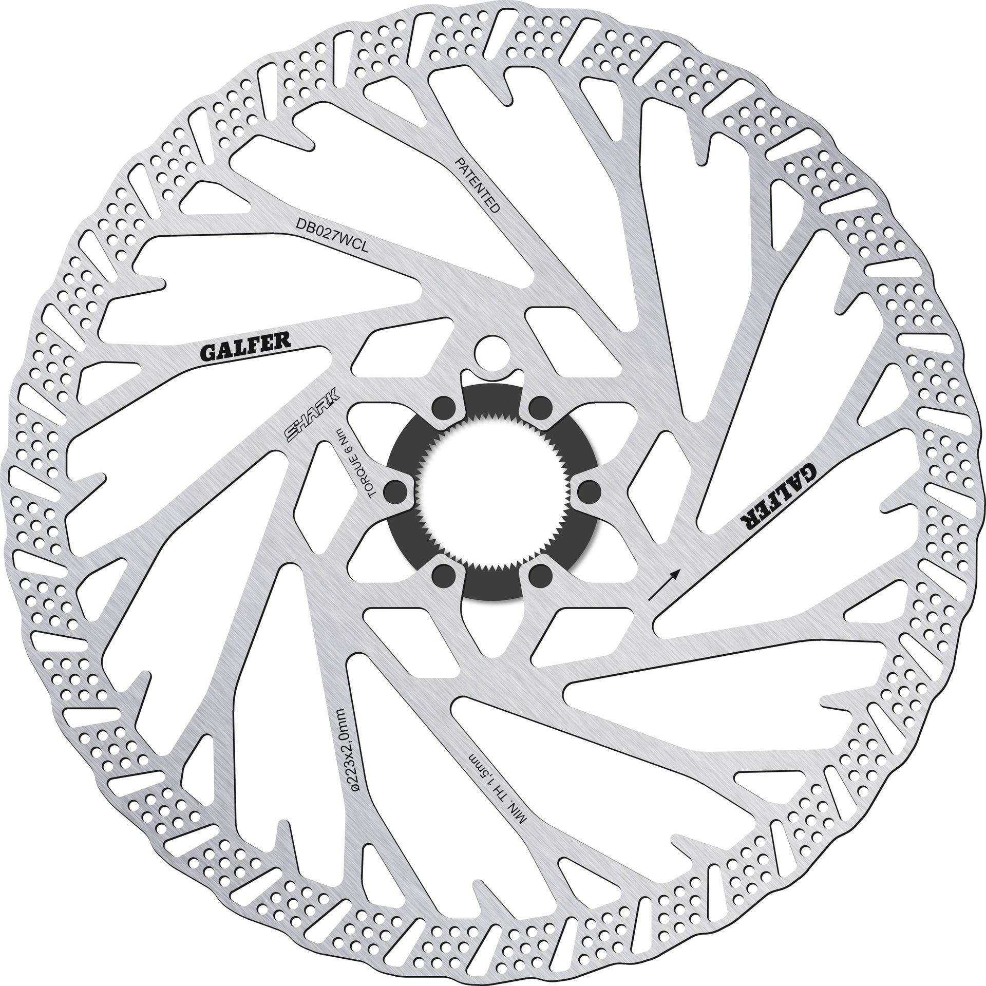 Galfer Shark Centrelock Disc Brake Rotor - 223mm - Centrelock - 2.0mm - Image 4