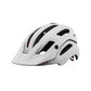White bicycle helmet with black accents on a white background