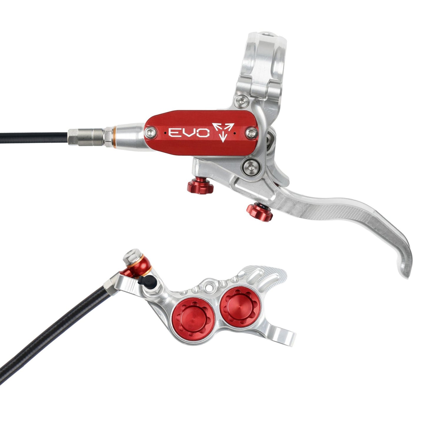 Hope Tech EVO GR4 Disc Brake - Front - Right Lever - 2000mm - Silver - Red - Image 1