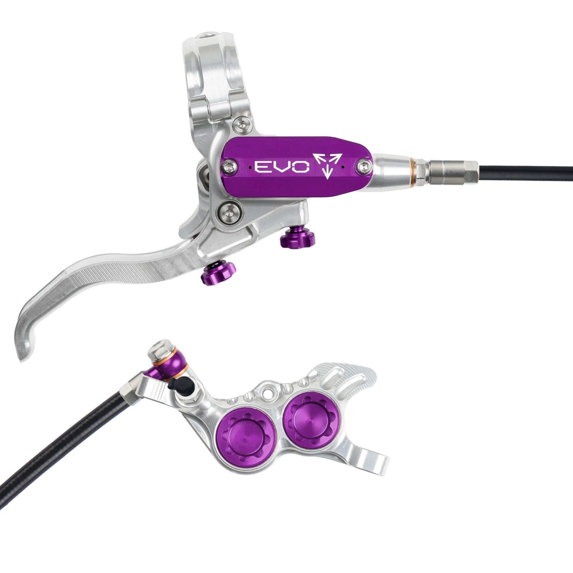 Hope Tech EVO GR4 Disc Brake - Rear - Left Lever - 2000mm - Silver - Purple - Image 1