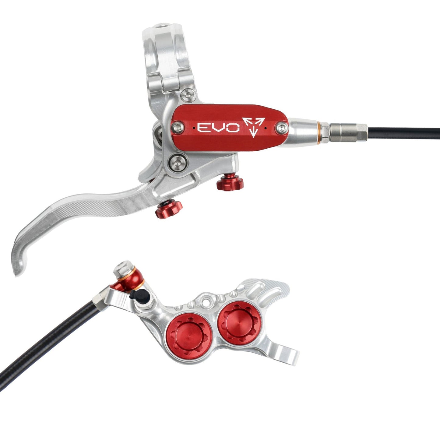 Hope Tech EVO GR4 Disc Brake - Rear - Left Lever - 2000mm - Silver - Red - Image 1