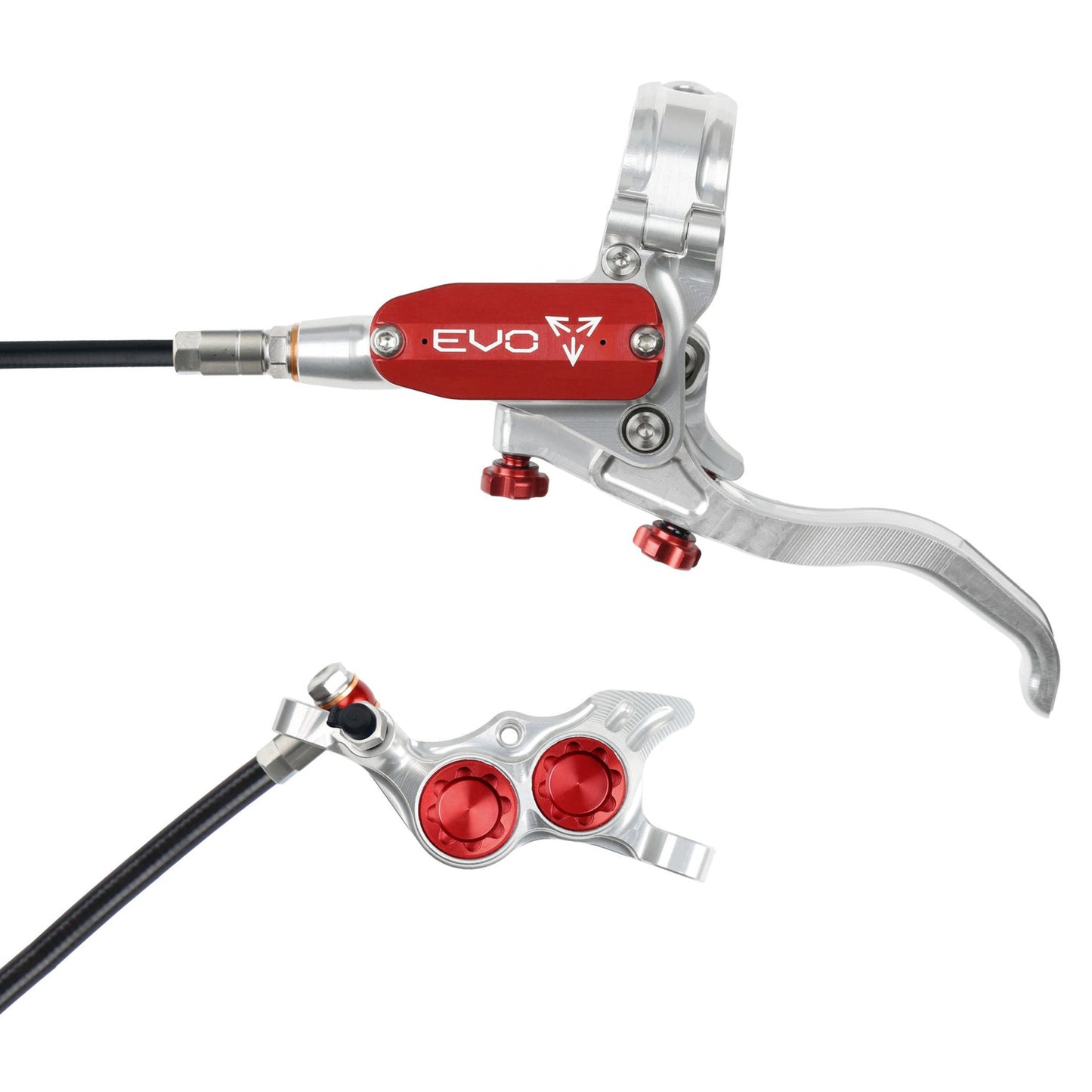 Hope Tech EVO TR4 Disc Brake - Front - Right Lever - 2000mm - Silver - Red - Image 1