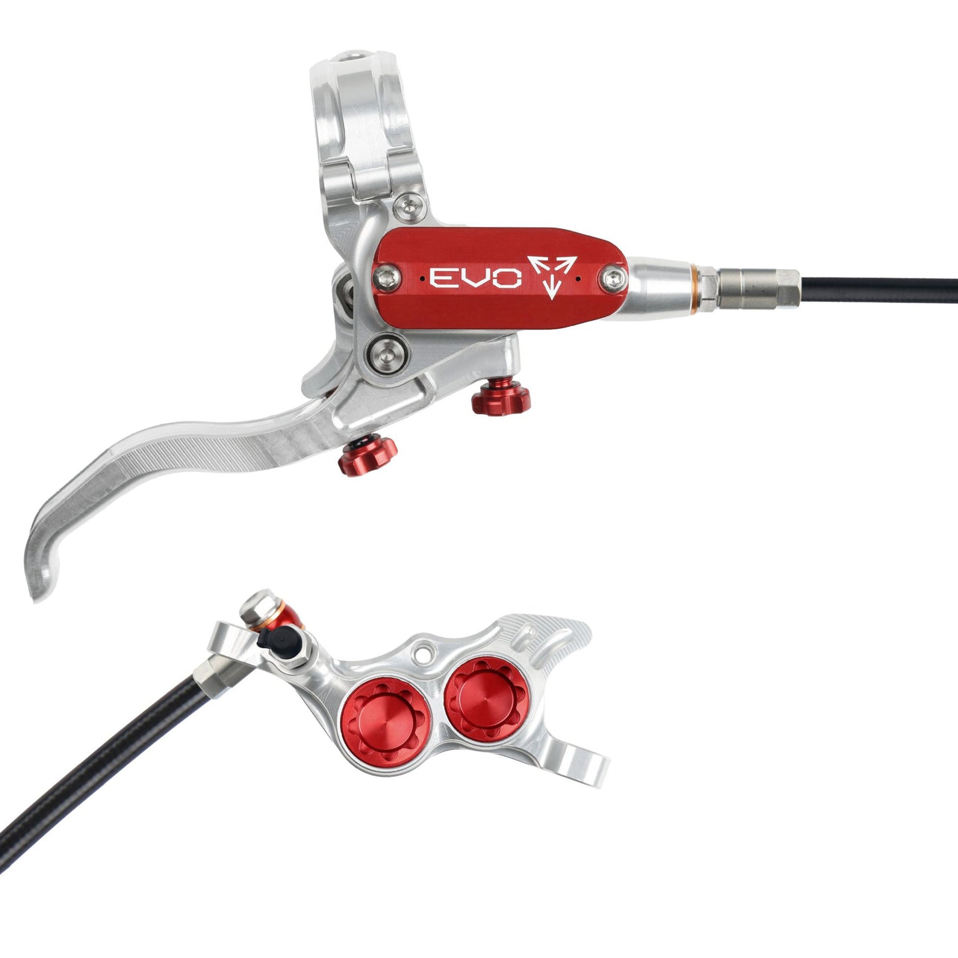 Hope Tech EVO TR4 Disc Brake - Rear - Left Lever - 2000mm - Silver - Red - Image 1