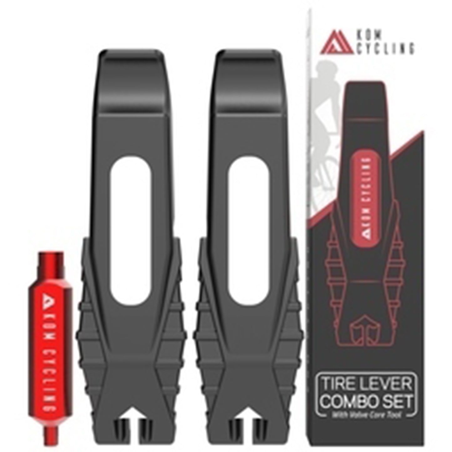 KOM Cycling Valve Core Tire Lever Combo Set - Black - Image 1