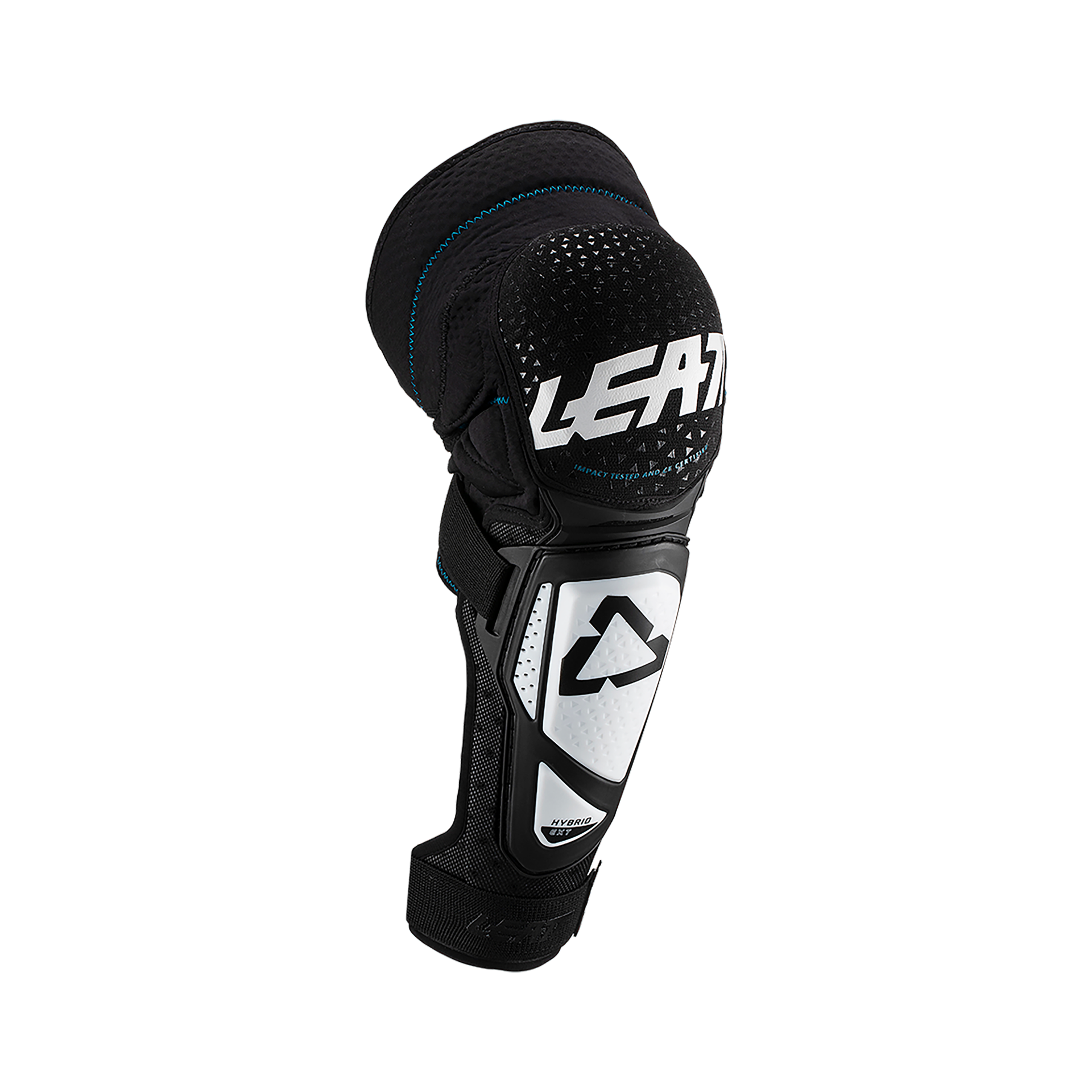 Leatt 3DF Hybrid Ext Knee-Shin Guard - One Size Fits Most - White - Black - Image 1