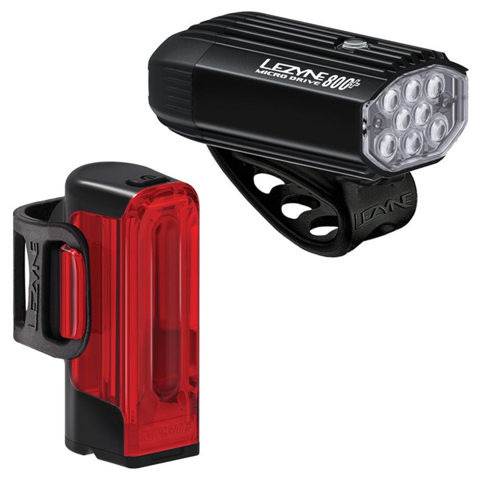Lezyne Micro Drive 800+ / Strip Drive 300+ Light Set - Front & Rear - 800 - Black - Image 1