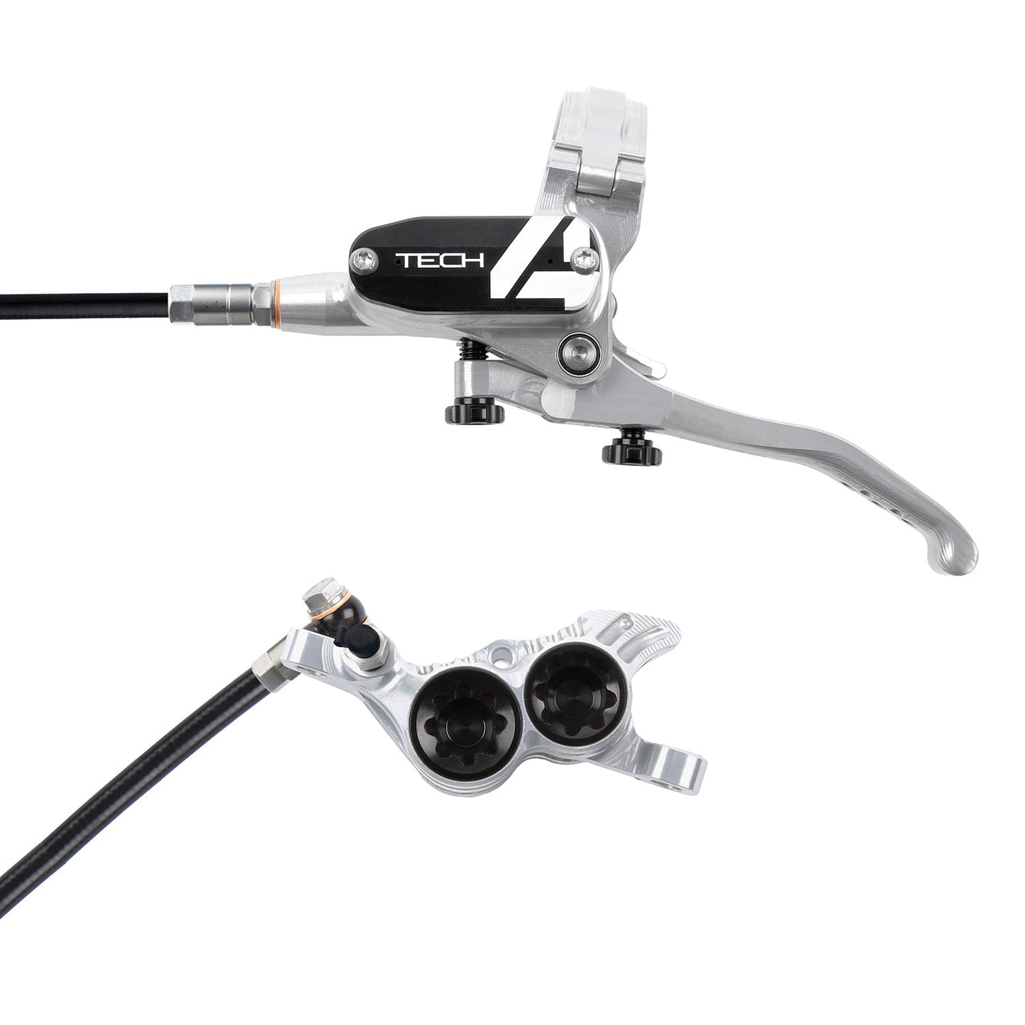 Hope Tech 4 V4 Disc Brake - Front - Right Lever - 1000mm - Silver - Black
