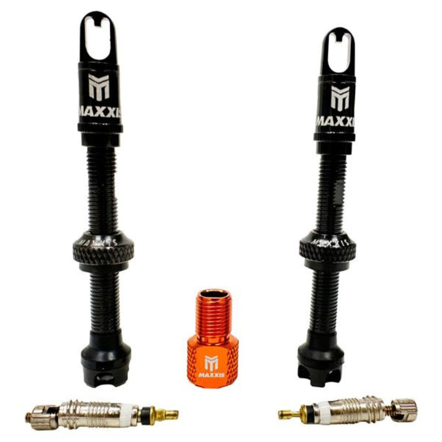 Maxxis Maxxout Tubeless Valves - 50mm Presta - Alloy Tool Caps / Spare Cores / Presta to Schrader - 50mm - Black - Image 1