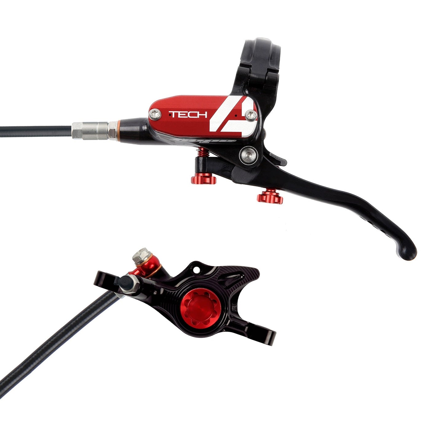 Hope Tech 4 X2 Disc Brake - Rear - Left Lever - 1720mm - Black - Red