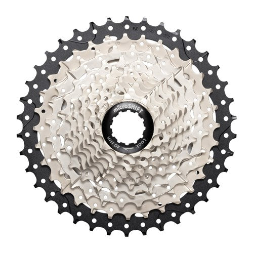 Microshift Sword Gravel G Series 10 Speed Cassette - 10 Speed - 11-38T - Satin Nickel - Image 1