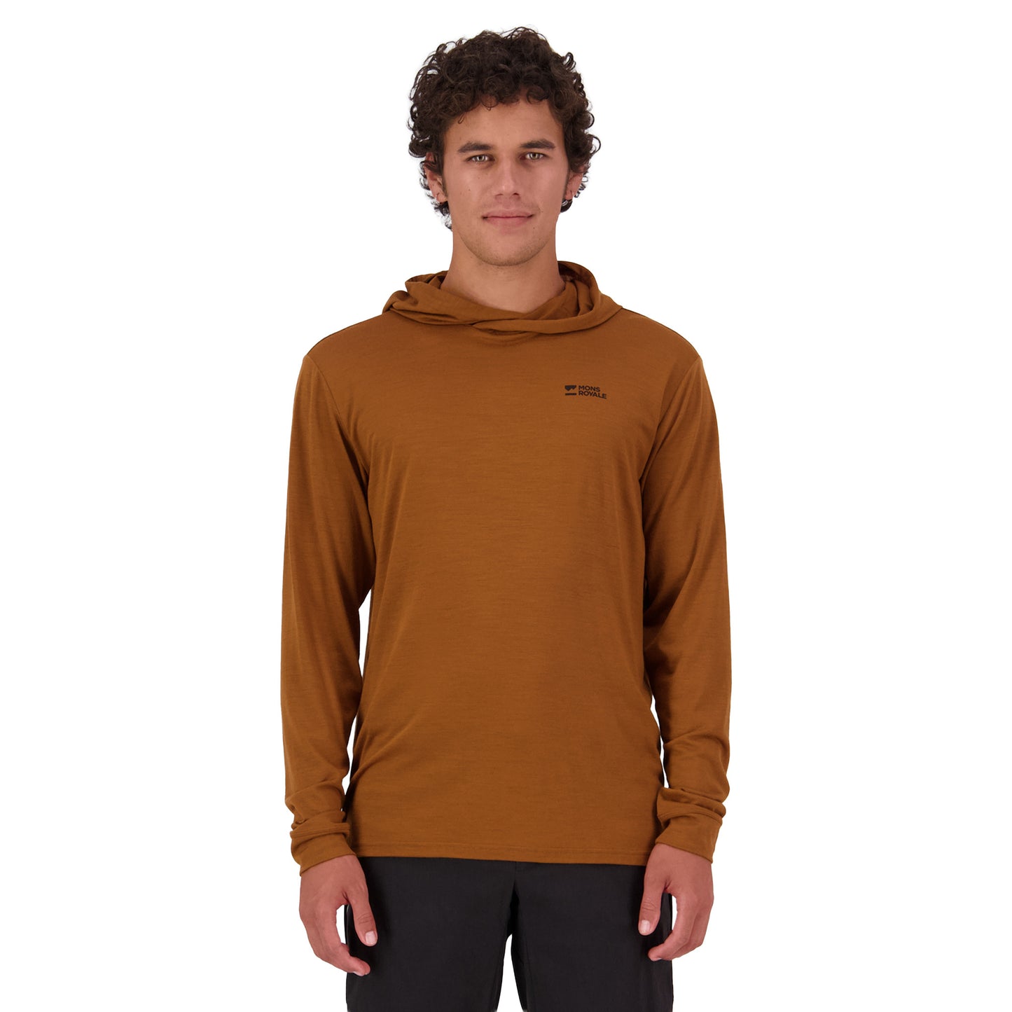 Mons Royale Pivot Merino Long Sleeve Hood - XL - Caramel - Image 2