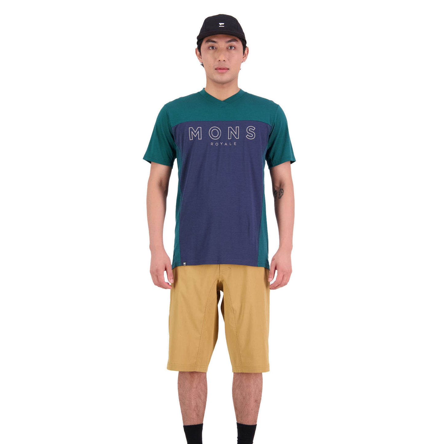 Mons Royale Redwood Enduro VT Short Sleeve Men's Jersey - L - Evergreen - Midnight - Image 3