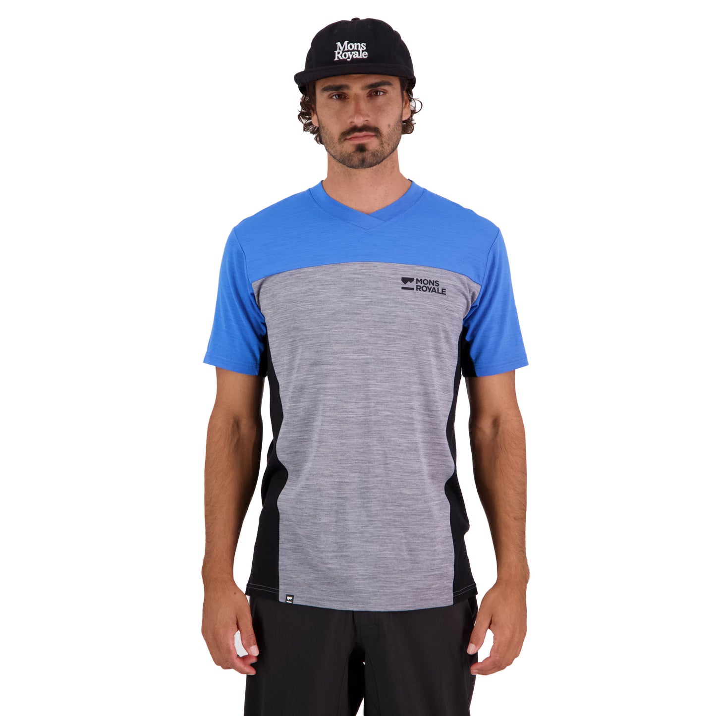 Mons Royale Redwood Enduro VT Short Sleeve Men's Jersey - M - Blue Gravel - Image 1