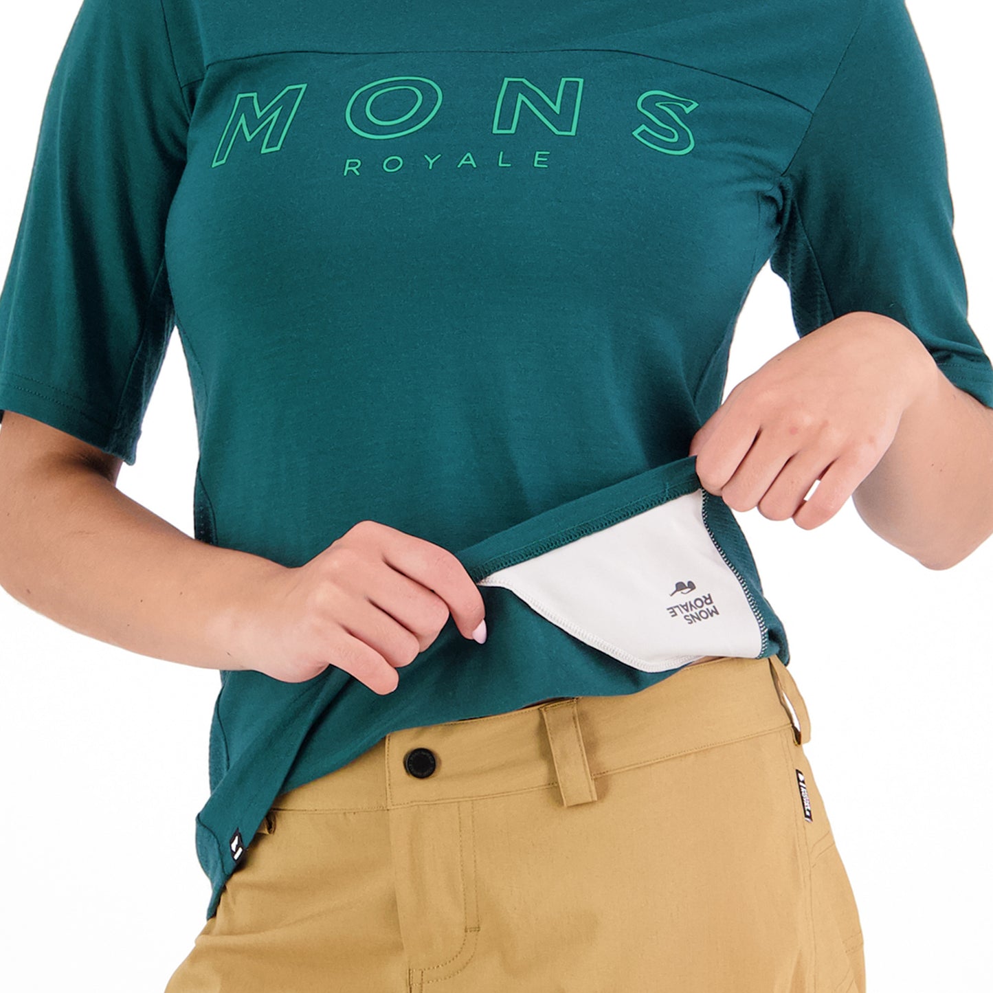 Mons Royale Redwood Enduro VT Short Sleeve Women's Jersey - M - Evergreen - Image 3