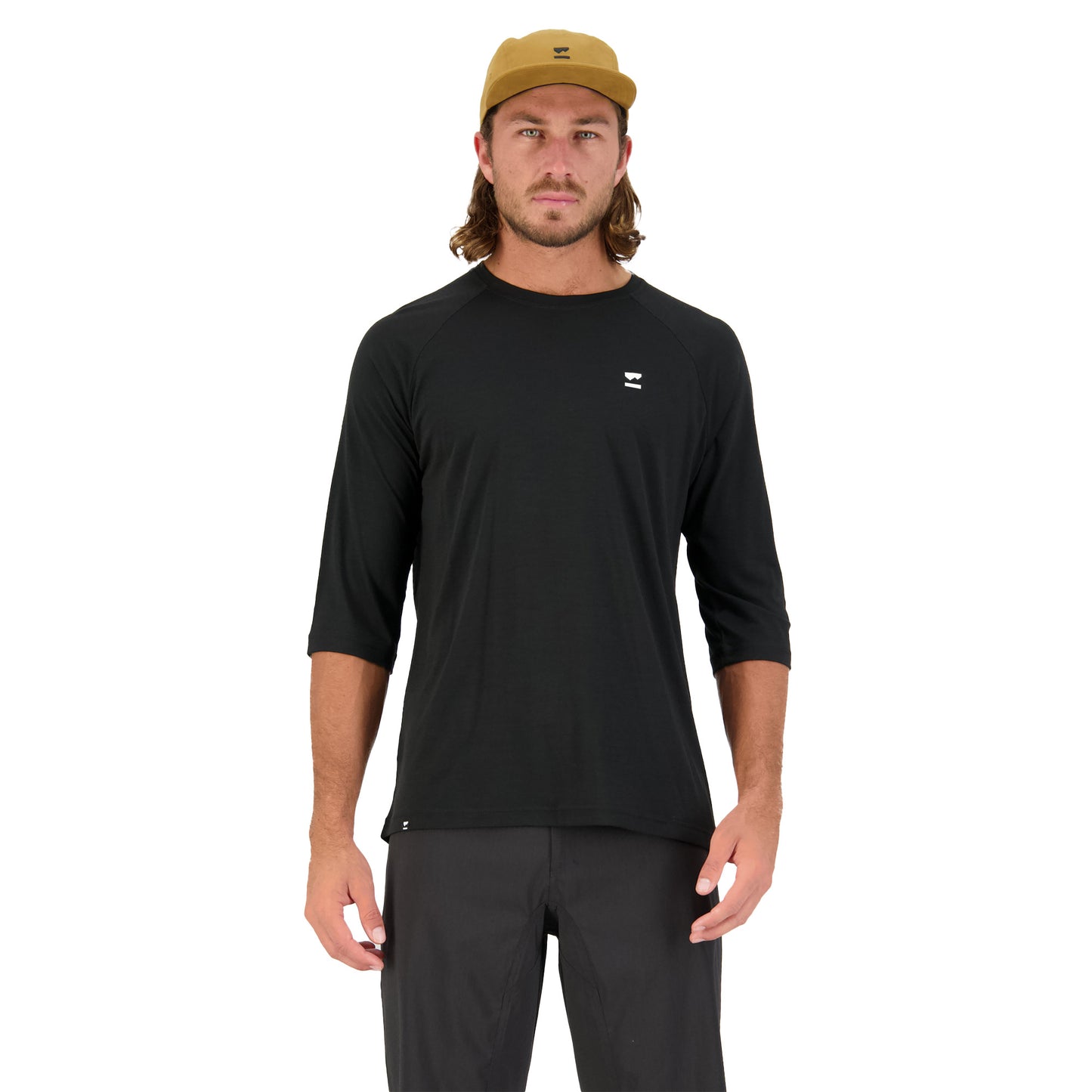 Mons Royale Tarn Merino Shift Raglan 3-4 Sleeve Mens Jersey - L - Black - Image 1