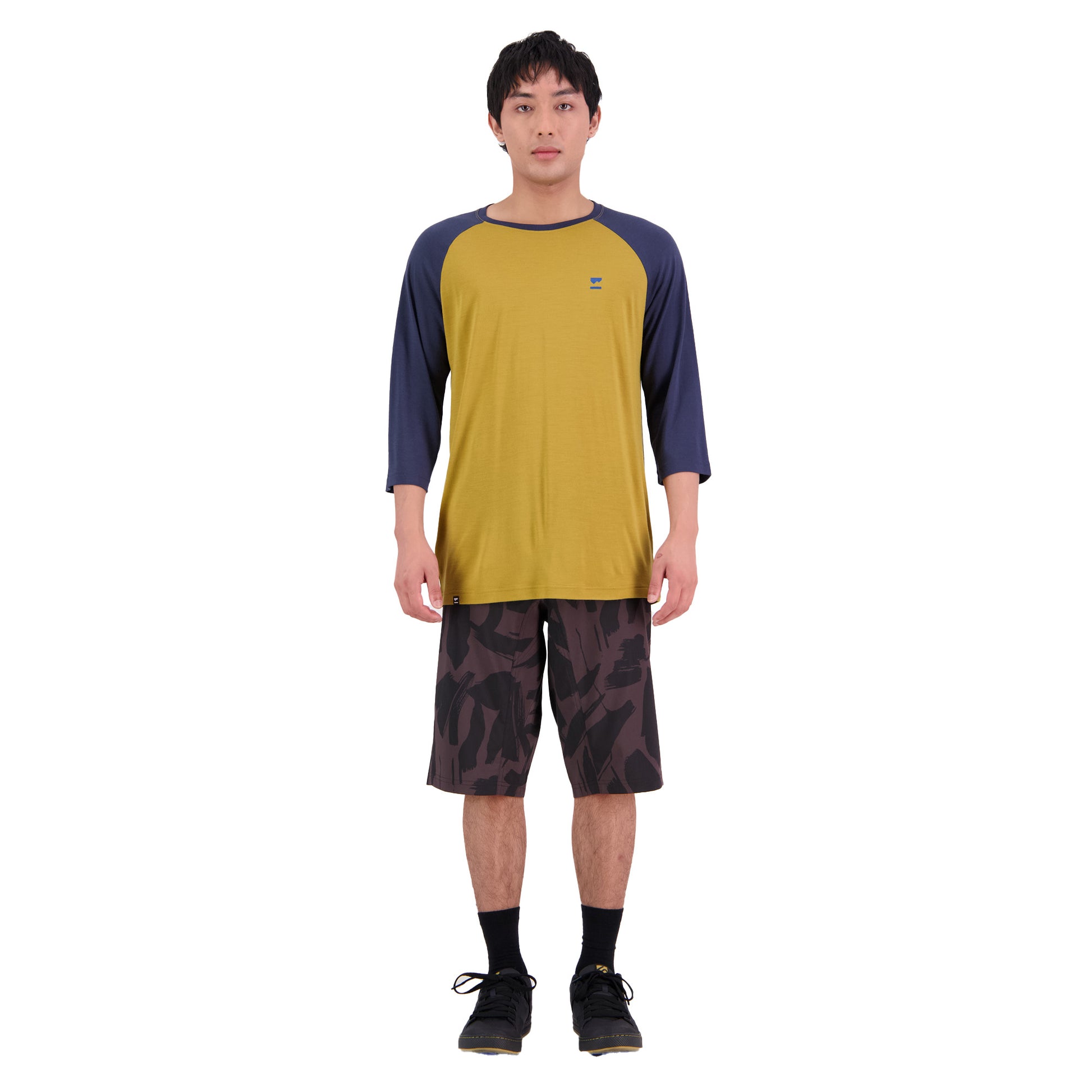 Mons Royale Tarn Merino Shift Raglan 3-4 Sleeve Mens Jersey - L - Cumin - Midnight - Image 3