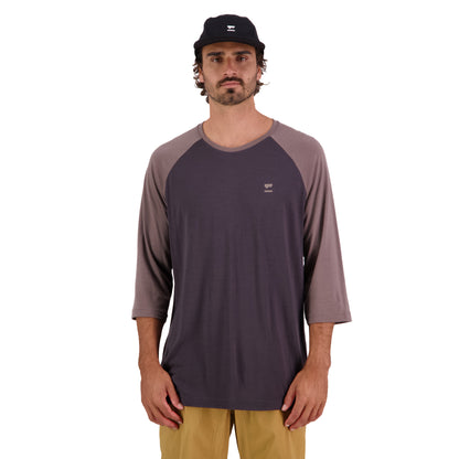 Mons Royale Tarn Merino Shift Raglan 3-4 Sleeve Mens Jersey - L - Iron - Shale - Image 1