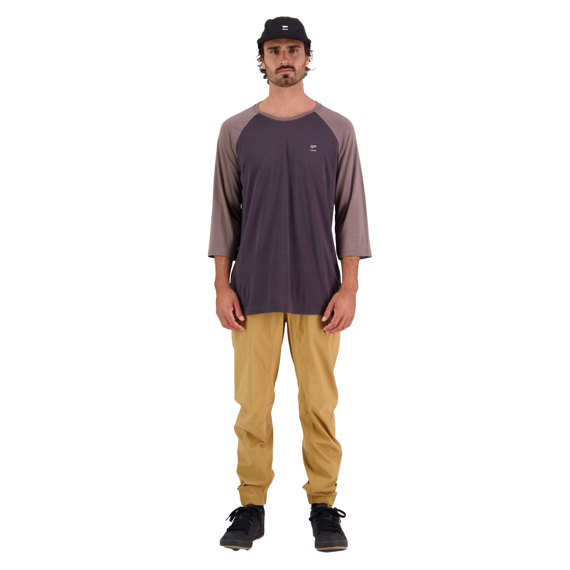 Mons Royale Tarn Merino Shift Raglan 3-4 Sleeve Mens Jersey - L - Iron - Shale - Image 3
