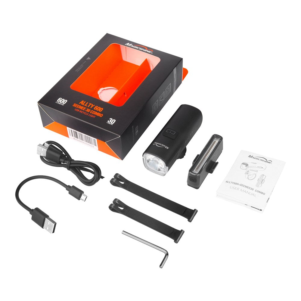 Magicshine Allty 600 Lumen LED Front Light and SeeMee 30 Lumen Rear Light Set - Front & Rear - 600 - Black