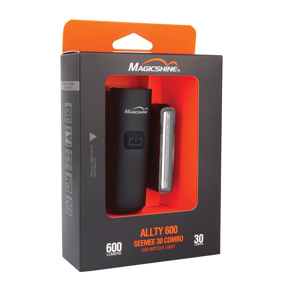 Magicshine Allty 600 Lumen LED Front Light and SeeMee 30 Lumen Rear Light Set - Front & Rear - 600 - Black