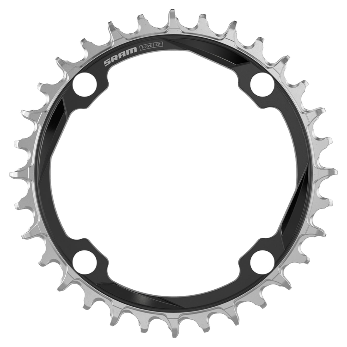 Ochain Chain Ring XX T-Type - Four Bolt - 104 BCD - 55mm - Round - 32T - 12-Speed - Alloy - Black - Image 1