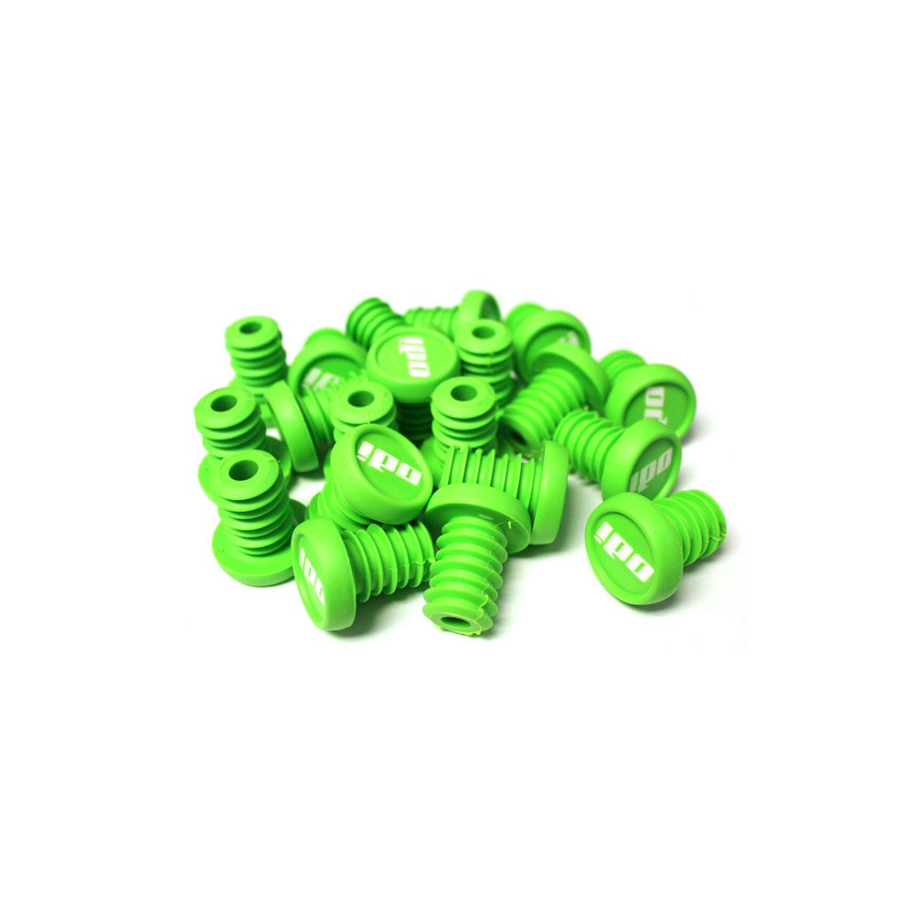 ODI BMX Bar End Cap Plugs - 20 Pack - End Plugs - Green - White Logo - Image 1