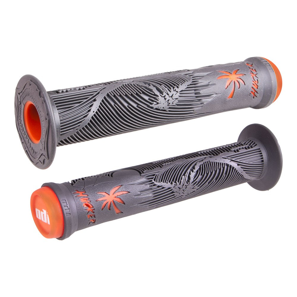 ODI BMX Hucker Dual Ply Grips - Graphite - Orange - Slide On Grips - Image 1