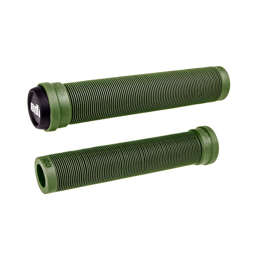 ODI BMX Longneck SLX Flangeless Grips - Army Green - Slide On Grips - Image 1