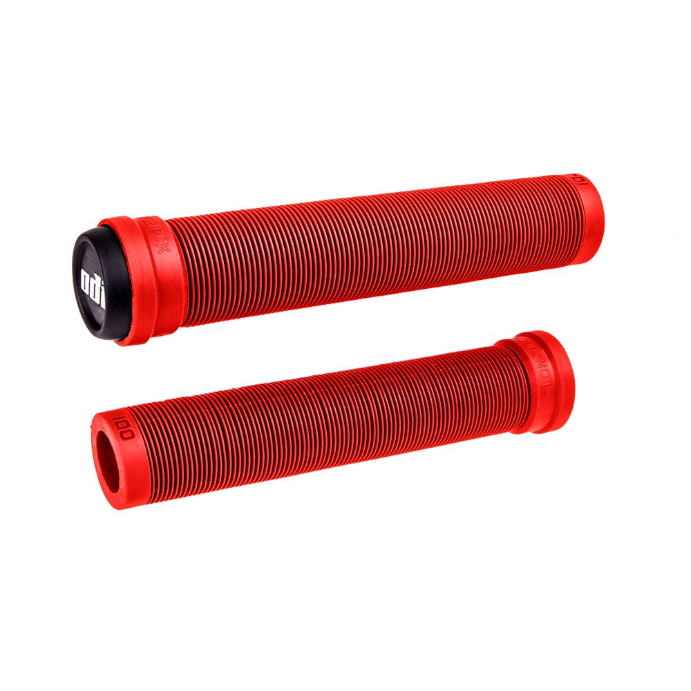 ODI BMX Longneck SLX Flangeless Grips - Bright Red - Slide On Grips - Image 1