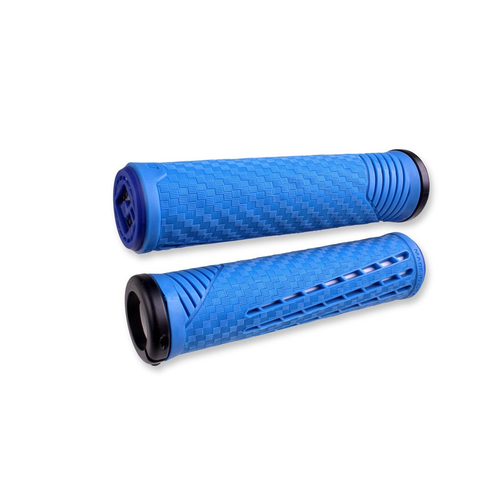 ODI CF V2.1 Lock On Grips - Blue With White Clamps - Single Lock On Grips - Image 1