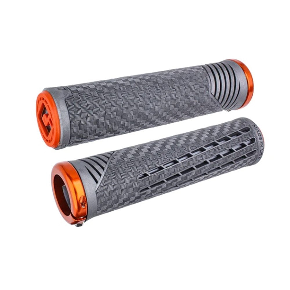 ODI CF V2.1 Lock On Grips - Grey With Orange Clamps - Single Lock On Grips - Image 1