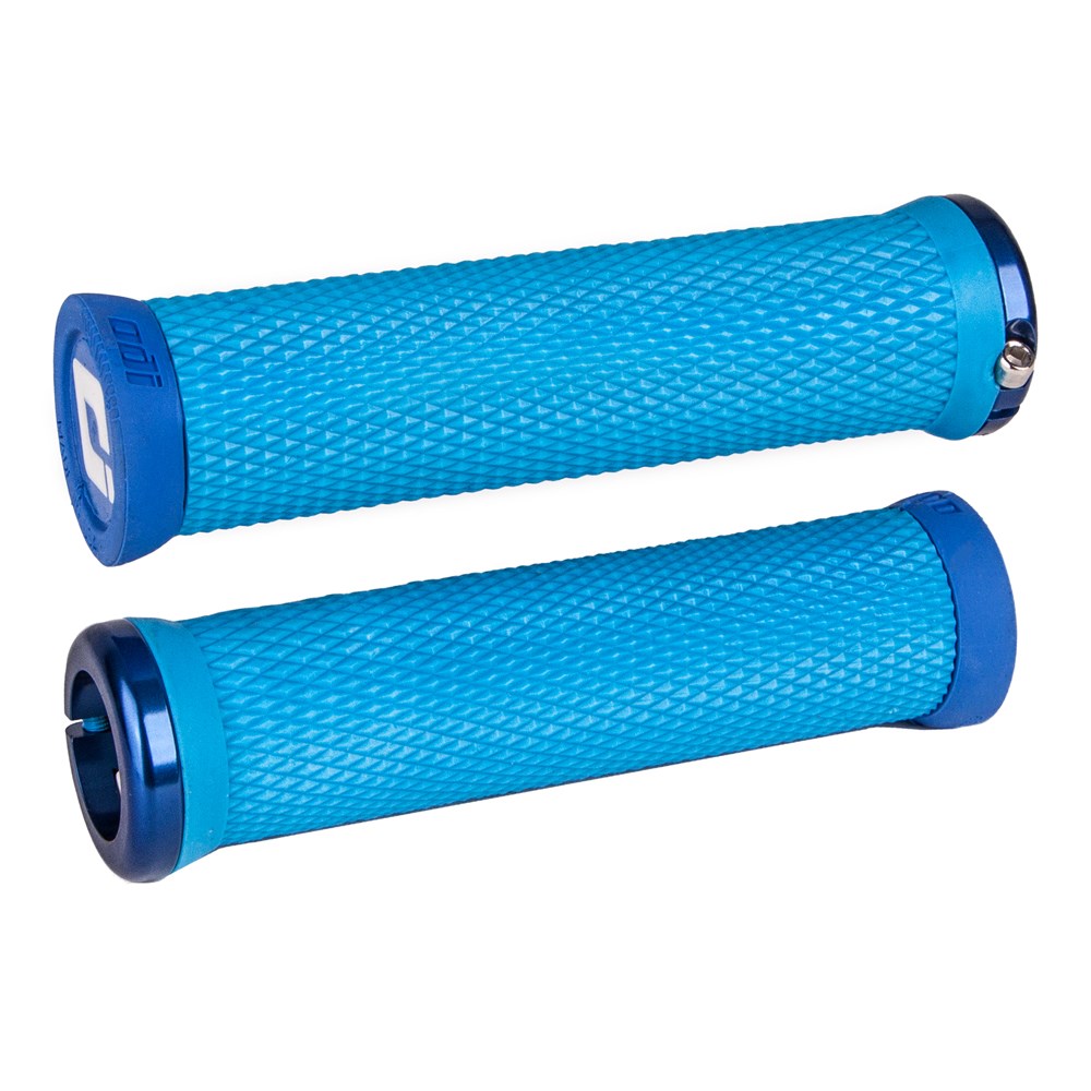 ODI Elite Motion V2.1 Lock On Grips - Light Blue With Blue Clamps - Single Lock On Grips - Image 1