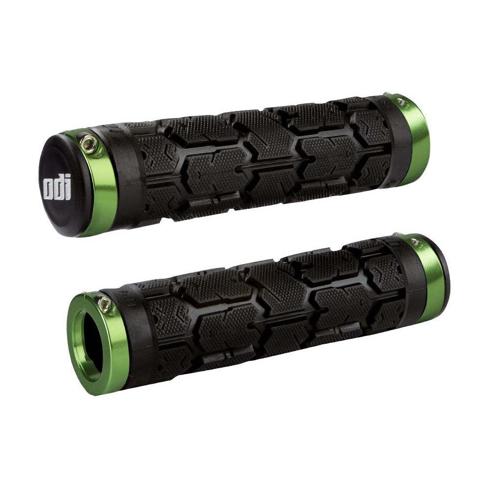 ODI Rogue Bonus Pack Lock On Grips - Back with Green Clamps - Dual Lock On Grips - Image 1