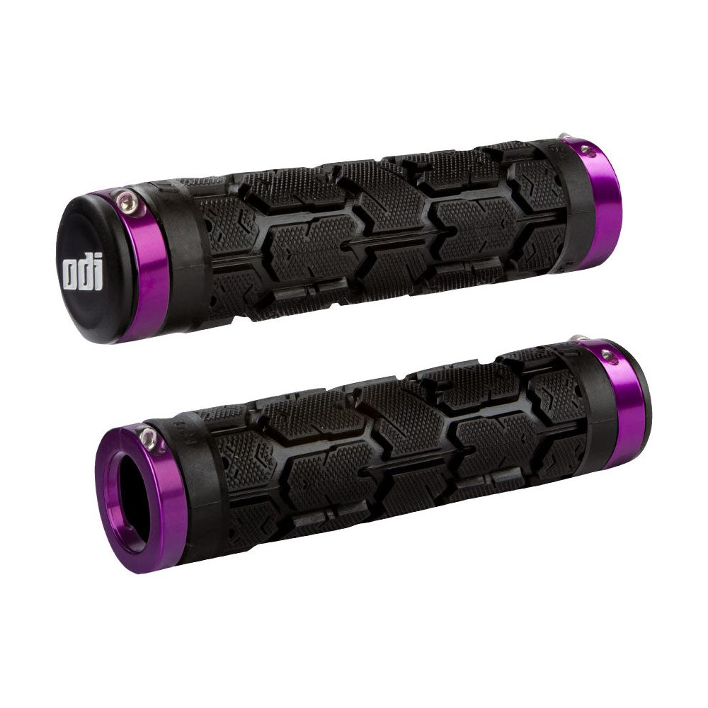 ODI Rogue Bonus Pack Lock On Grips - Black with Purple Clamps - Dual Lock On Grips - Image 1
