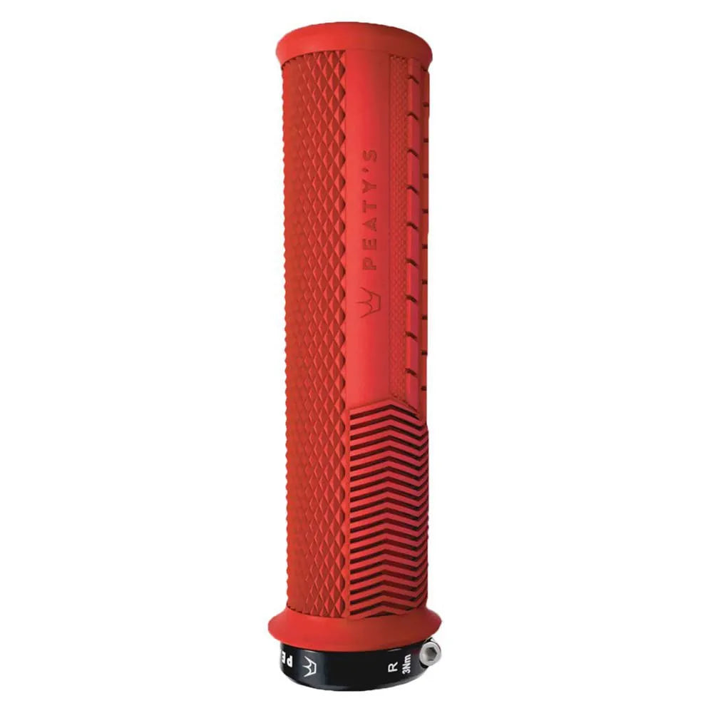 Peaty's Monarch Thin Knurl Grip - Red - Single Lock On Grips