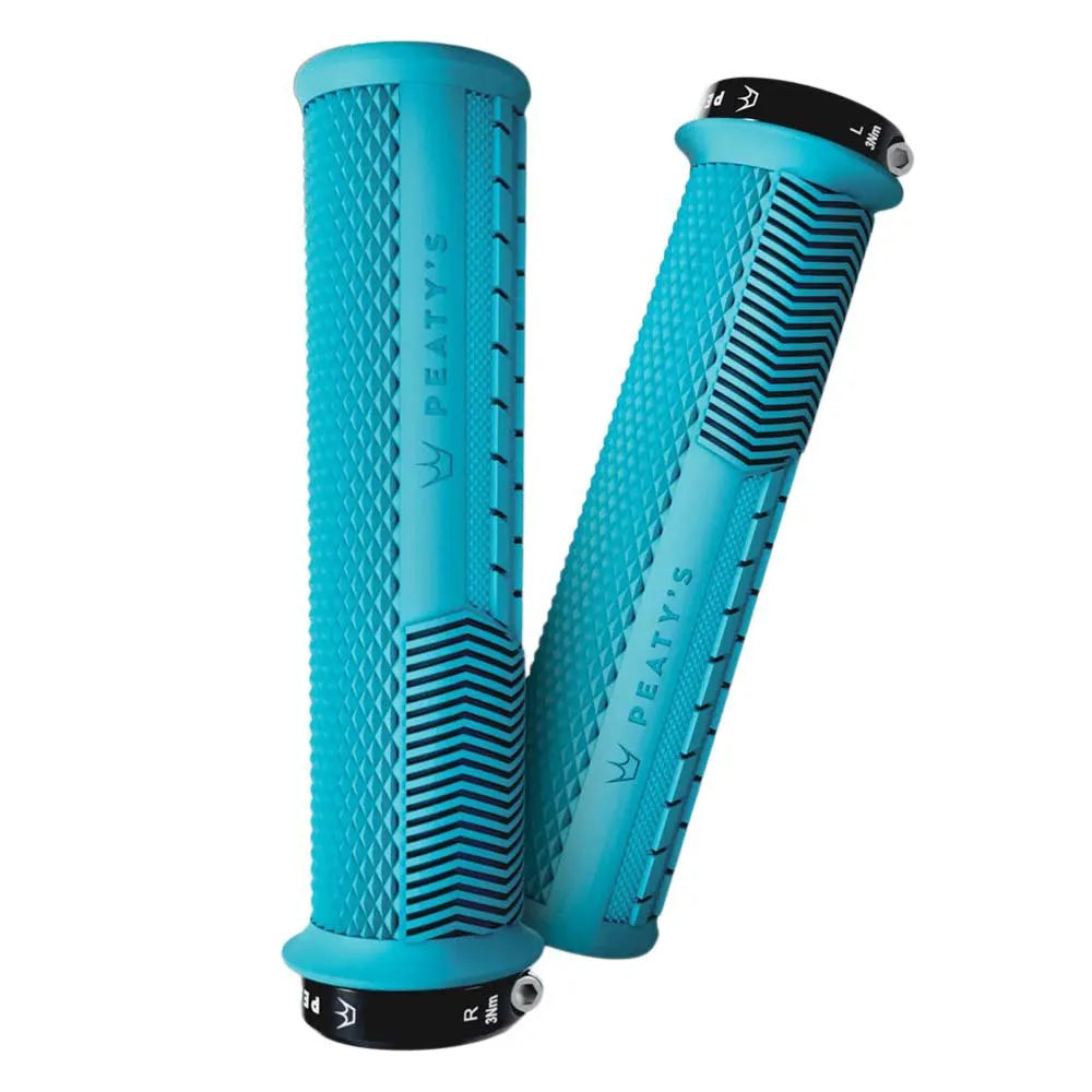 Peaty's Monarch Thin Knurl Grip - Turquoise - Single Lock On Grips
