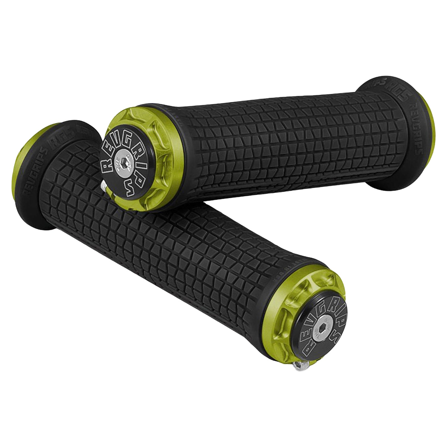 RevGrips Pro Series Grips - Black With Green Clamps - Dual Lock On Grips - RG6 - Image 1