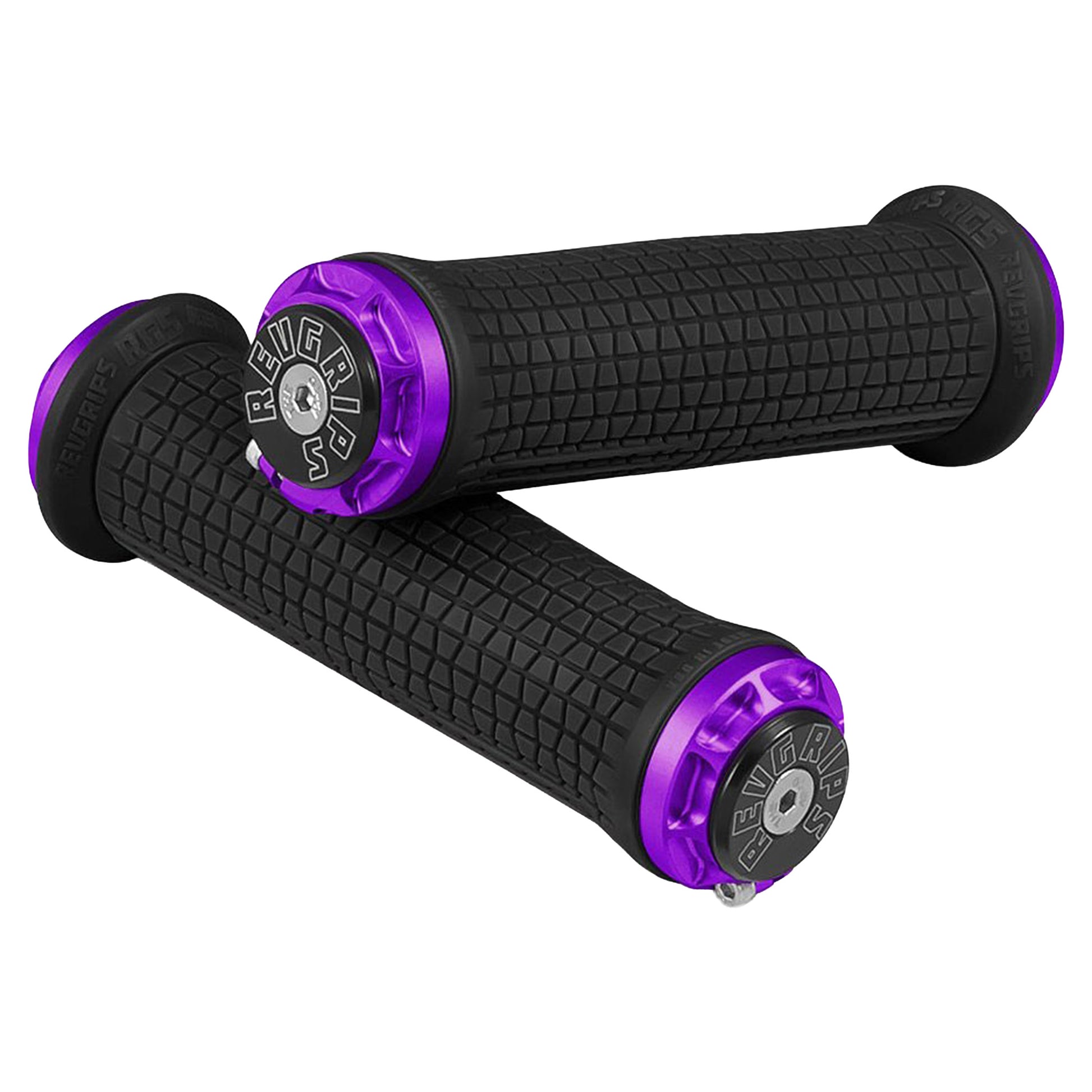RevGrips Pro Series Grips - Black With Purple Clamps - Dual Lock On Grips - RG6 - Image 1