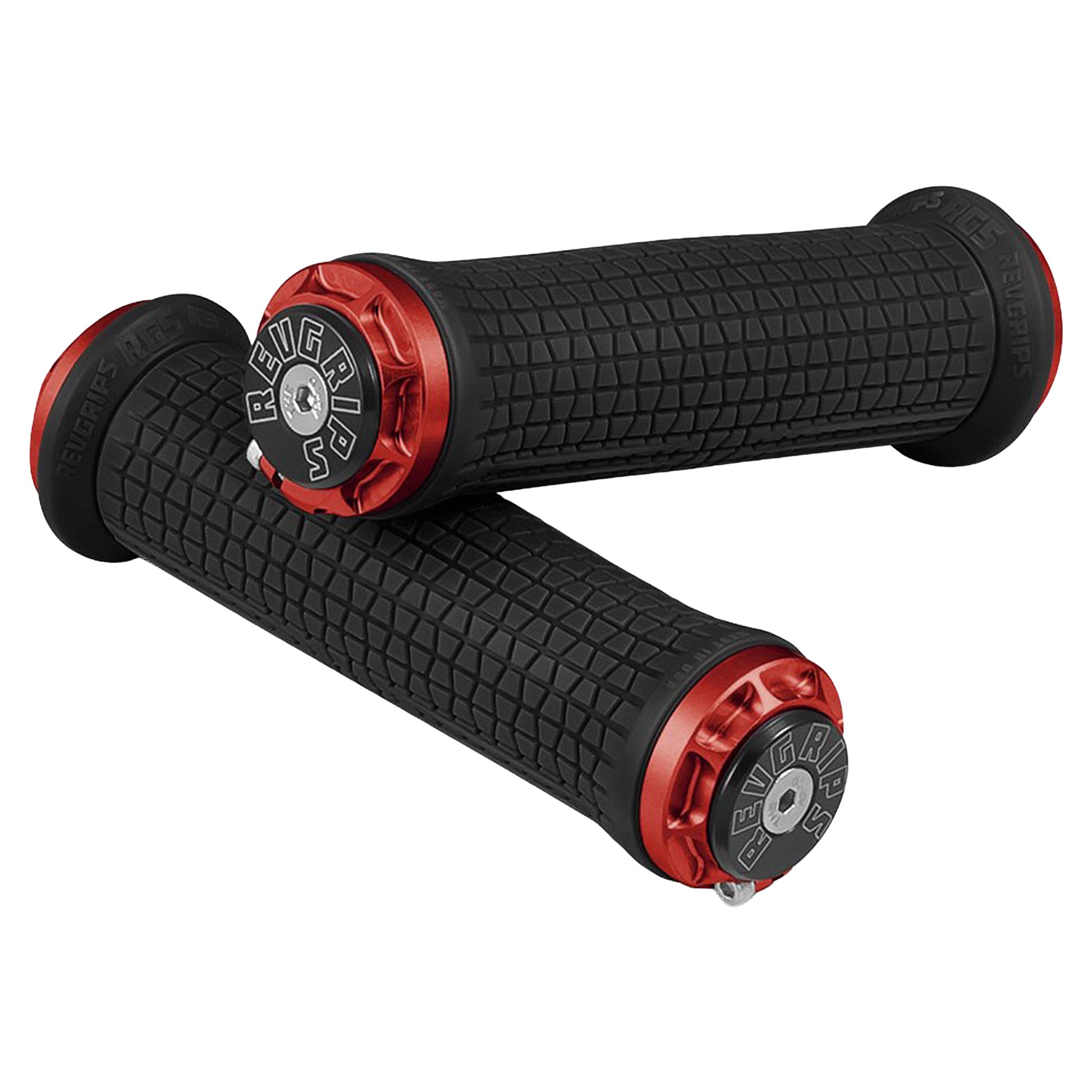 RevGrips Pro Series Grips - Black With Red Clamps - Dual Lock On Grips - RG7 - Image 1