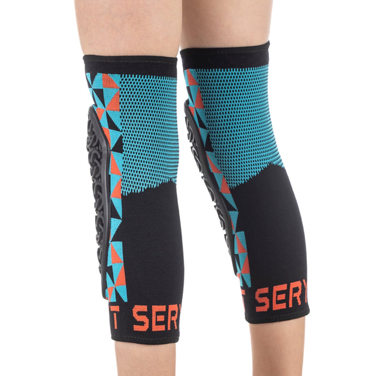 SERYT Youth Knee Pads - S/M - Arlecchino Light-blue Red - Image 4