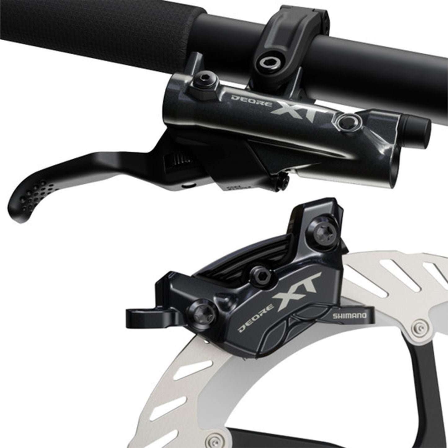 Shimano BR-M8220 XT Trail Disc Brake - Front - Right Lever - 1000mm - Black - Metal Pad with Fin - Image 4