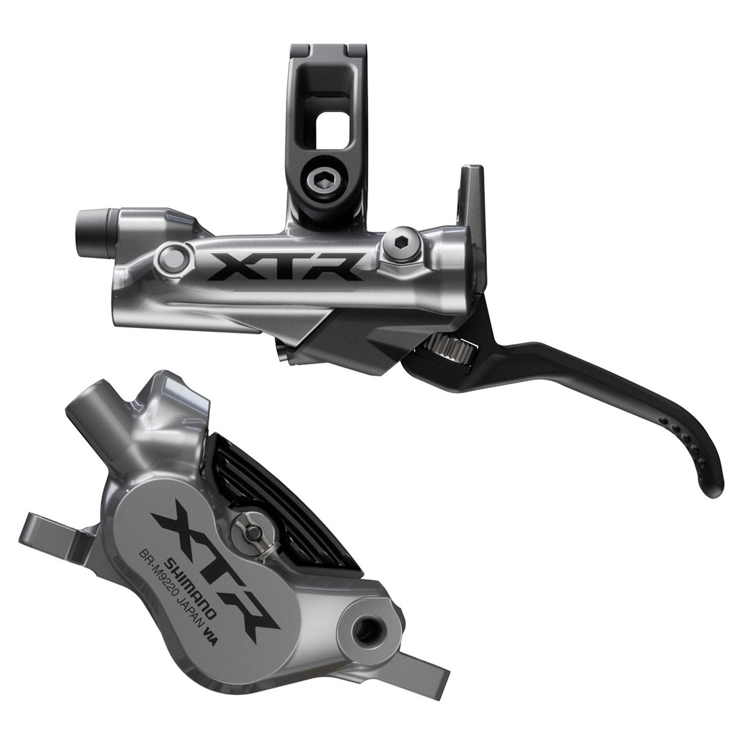Shimano BR-M9220 XTR Trail Disc Brake - Rear - Left Lever - 1700mm - Silver - Metal Pad with Fin - Image 1