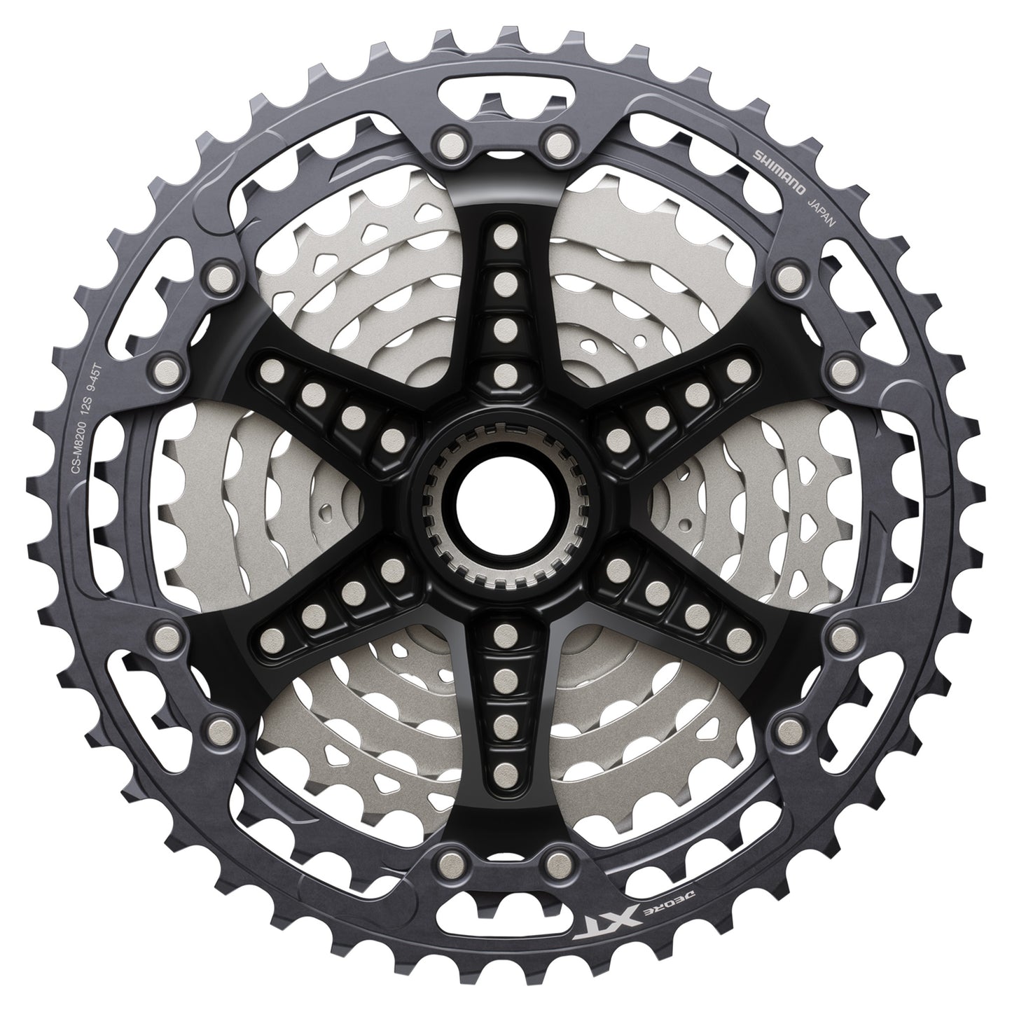 Shimano CS-M8200 XT Cassette - 12 Speed - Shimano Micro Spline - 9-45T - Silver - Image 4